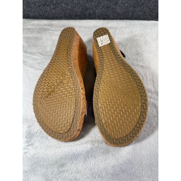 SKECHERS Luxe Foam Gray Cork Wedge Heel Sandals Womens Size 10 - Picture 6 of 16